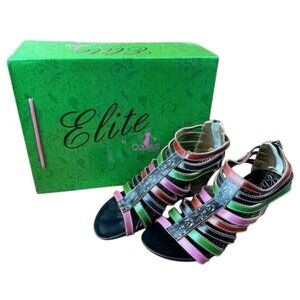 Elite by Corky St Marten Gladiator Casual Floral Zip Back Sandals size 7